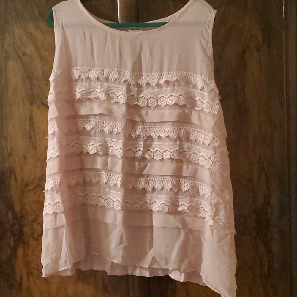 AVENUE Pink Lace Sleeveless Top Sz 26/28 NWT